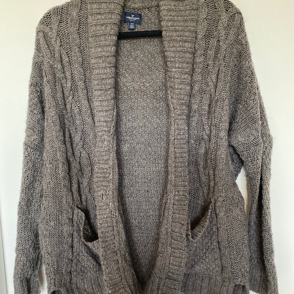 Gray Knit Thick Button Down Sweater / Cardigan
